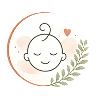 illustratie baby met blaadjes en hartje, koru icoon