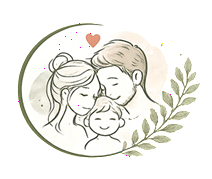 illustratie gezin met blaadjes en hartje, koru icoon